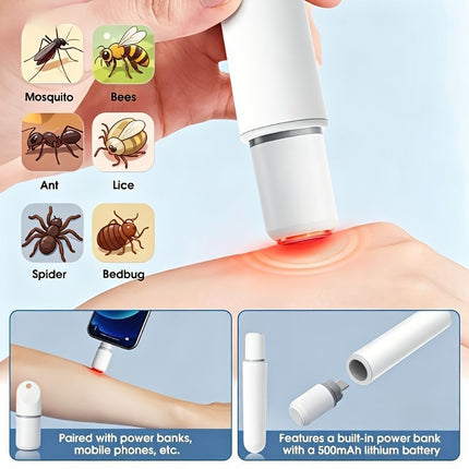 electric itch relief device, outdoor insect bites, camping safety gear, built-in battery, portable itch relief - White - Size routine