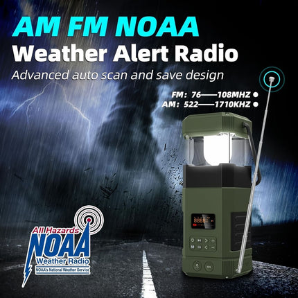 AM FM Radio, NOAA Weather Alert Radio (Green)