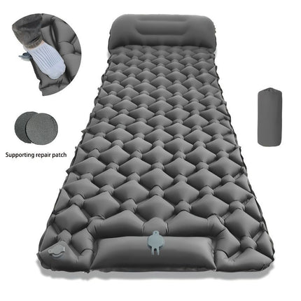 Camping Inflatable Mattress Breathable Camping Mattress Nylon Fabric Inflatable - Black - Size 190cm