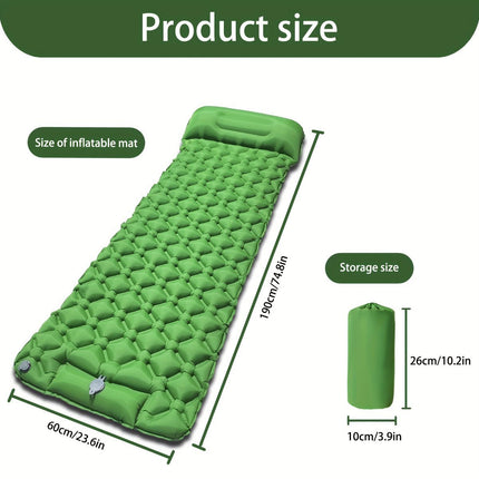 Camping Inflatable Mattress Breathable Camping Mattress Nylon Fabric Inflatable - Green - Size 190cm