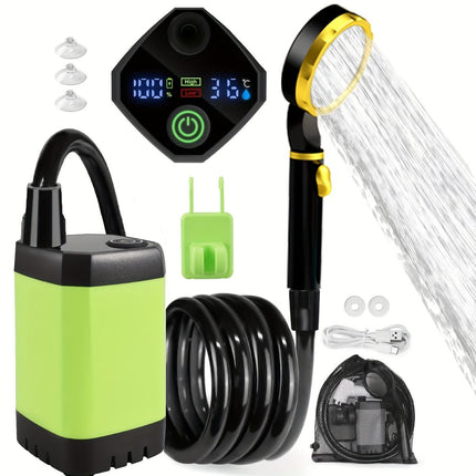 Portable Outdoor Shower Self-Priming Shower Rechargeable Shower Pump Camping - Black - Size 6000amh