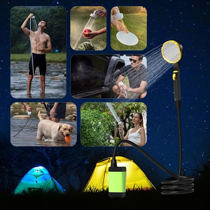 Portable Outdoor Shower Self-Priming Shower Rechargeable Shower Pump Camping - Black - Size 6000amh