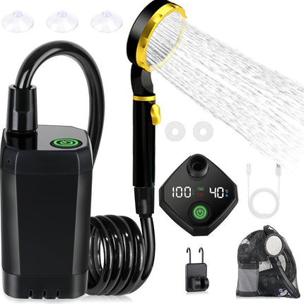 Portable Outdoor Shower Self-Priming Shower Rechargeable Shower Pump Camping - Green - Size 6000amh