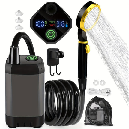 Portable Outdoor Shower Self-Priming Shower Rechargeable Shower Pump Camping - Green - Size 6000amh