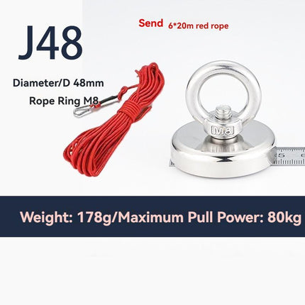 neodymium fishing magnet, N52 magnet, magnet fishing kit, deep sea magnet, river magnet fishing, Sera Phina magnet, strong magnet for fishing, Australian magnet fishing gear - Silver - Size j48-20R