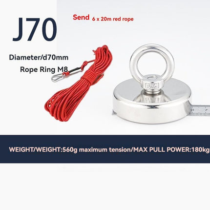 neodymium fishing magnet, N52 magnet, magnet fishing kit, deep sea magnet, river magnet fishing, Sera Phina magnet, strong magnet for fishing, Australian magnet fishing gear - Silver - Size J80-20R