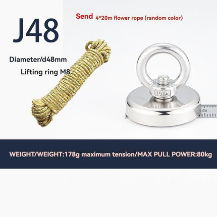 neodymium fishing magnet, N52 magnet, magnet fishing kit, deep sea magnet, river magnet fishing, Sera Phina magnet, strong magnet for fishing, Australian magnet fishing gear - Silver - Size J80-20R