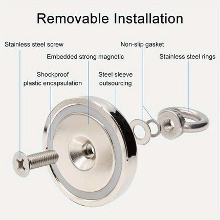 neodymium fishing magnet, N52 magnet, magnet fishing kit, deep sea magnet, river magnet fishing, Sera Phina magnet, strong magnet for fishing, Australian magnet fishing gear - Silver - Size 55kg-121IB