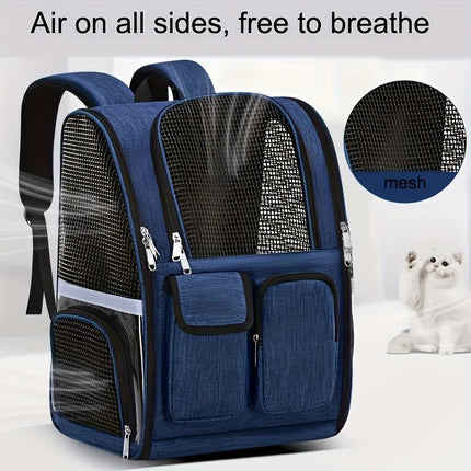 Dog Carrier Backpack Pet Transport Bag Travel Accessory For Dogs Dog Supplies - Blue - Size routine