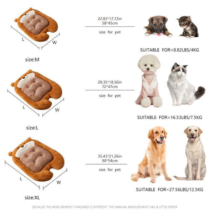 dog bed, bear shaped dog bed, thickened dog bed, enlarged dog bed, all season dog bed, comfortable dog bed, Australia, soft plush dog bed, machine washable dog bed - Dark coffee color - Size XL-15kg