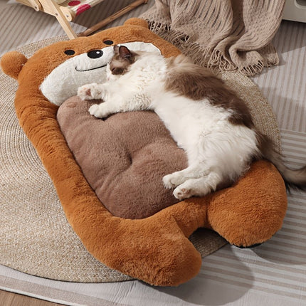 dog bed, bear shaped dog bed, thickened dog bed, enlarged dog bed, all season dog bed, comfortable dog bed, Australia, soft plush dog bed, machine washable dog bed - Light coffee color - Size L-10kg