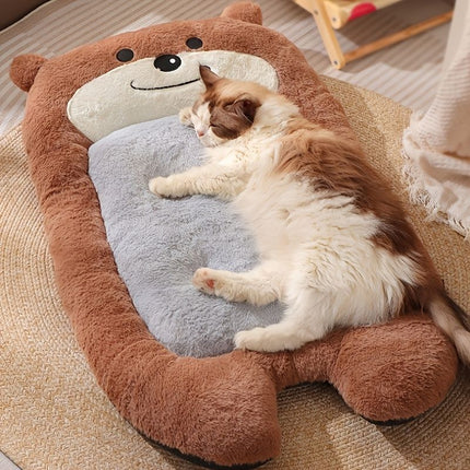 dog bed, bear shaped dog bed, thickened dog bed, enlarged dog bed, all season dog bed, comfortable dog bed, Australia, soft plush dog bed, machine washable dog bed - light green - Size M-5kg