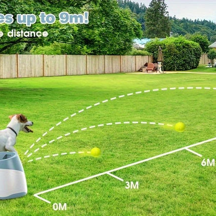 automatic dog ball launcher, dog ball thrower, rechargeable dog ball thrower, interactive dog toy, dog tennis ball launcher, fetch toy for dogs, indoor dog toy, outdoor dog toy, high energy dog toy, Australian dog toy - Blue - Size L