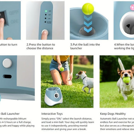 automatic dog ball launcher, dog ball thrower, rechargeable dog ball thrower, interactive dog toy, dog tennis ball launcher, fetch toy for dogs, indoor dog toy, outdoor dog toy, high energy dog toy, Australian dog toy - Green - Size L