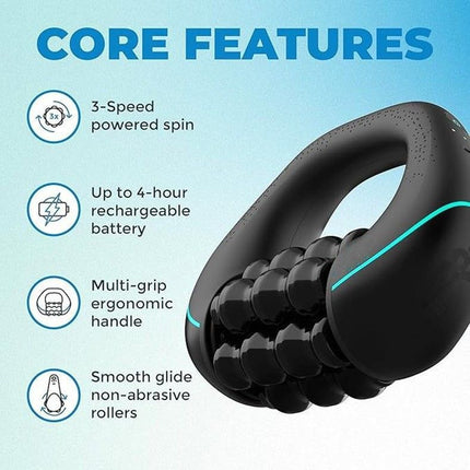 rolling wheel massager, percussion massager, deep tissue massage, muscle recovery, full body massage, 3 speed massager, sports recovery, Australian massage device - Black - Size Brushless motor