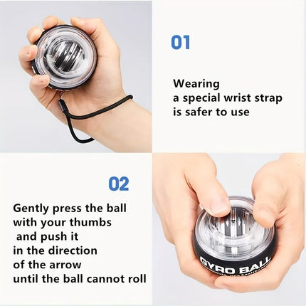 wrist strength gyro ball, self-starting gyro ball, hand and arm trainer, grip strengthener, forearm exerciser, home fitness equipment, office workout tool, carpal tunnel prevention, Australian fitness - Blue - Size There is a light