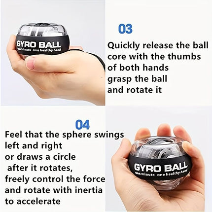 wrist strength gyro ball, self-starting gyro ball, hand and arm trainer, grip strengthener, forearm exerciser, home fitness equipment, office workout tool, carpal tunnel prevention, Australian fitness - Blue - Size There is a light