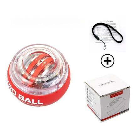 wrist strength gyro ball, self-starting gyro ball, hand and arm trainer, grip strengthener, forearm exerciser, home fitness equipment, office workout tool, carpal tunnel prevention, Australian fitness - Red - Size There is a light