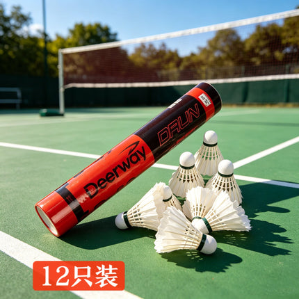 Deerway, badminton shuttlecocks, full round shuttlecocks, 12 pack shuttlecocks, indoor badminton shuttlecocks, outdoor badminton shuttlecocks, durable shuttlecocks, stable flight shuttlecocks, badminton training equipment, Australia badminton gear - Red -