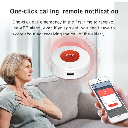 elderly emergency button, SOS medical alarm, wireless emergency system, remote notification, one-click call, senior safety device, care alert button, fall detection alternative, GPS medical alert, personal emergency response system - White - Size 1PCS