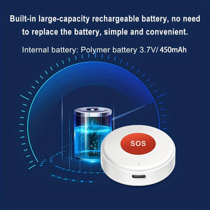 elderly emergency button, SOS medical alarm, wireless emergency system, remote notification, one-click call, senior safety device, care alert button, fall detection alternative, GPS medical alert, personal emergency response system - White - Size 2PCS