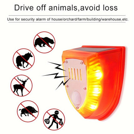 solar animal repellent, solar powered animal deterrent, dog barking sound repellent, gun shot sound repellent, wild boar repellent Australia, pest control for garden, farm animal deterrent, solar pest repeller - Red - Size å®šæ—¶æ¬¾