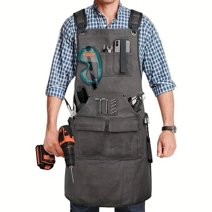Waterproof Apron Utility Apron Work Apron Industrial Apron Tool Storage Apron - Black - Size regular