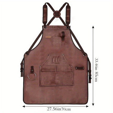 Waterproof Apron Utility Apron Work Apron Industrial Apron Tool Storage Apron - Mocha - Size regular