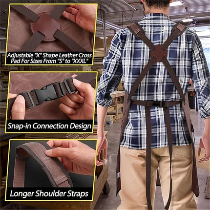 Waterproof Apron Utility Apron Work Apron Industrial Apron Tool Storage Apron - Mocha - Size regular