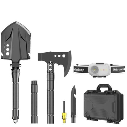 multifunctional entrenching shovel, axe set, outdoor camping, folding shovel, vehicle mounted tool, emergency kit, Australian outback, hiking tool, digging axe, bushcraft gear - Black - Size 1SD14X-2-F8