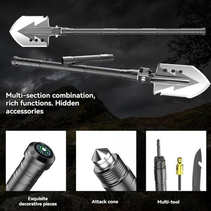 multifunctional entrenching shovel, axe set, outdoor camping, folding shovel, vehicle mounted tool, emergency kit, Australian outback, hiking tool, digging axe, bushcraft gear - Black - Size 1SD14X-2-F8