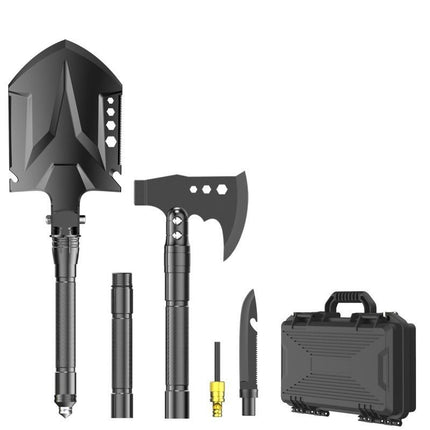 multifunctional entrenching shovel, axe set, outdoor camping, folding shovel, vehicle mounted tool, emergency kit, Australian outback, hiking tool, digging axe, bushcraft gear - Black - Size 3SD14X-2-F8W
