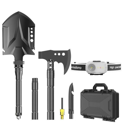 multifunctional entrenching shovel, axe set, outdoor camping, folding shovel, vehicle mounted tool, emergency kit, Australian outback, hiking tool, digging axe, bushcraft gear - Black - Size 3SD14X-2-F8W
