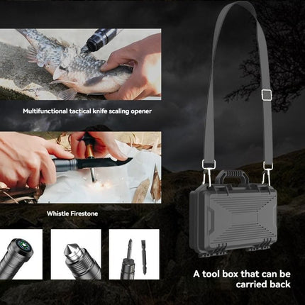 multifunctional entrenching shovel, axe set, outdoor camping, folding shovel, vehicle mounted tool, emergency kit, Australian outback, hiking tool, digging axe, bushcraft gear - Black - Size 4SD14-26J