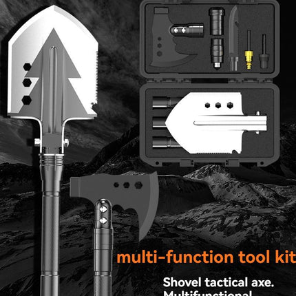 multifunctional entrenching shovel, axe set, outdoor camping, folding shovel, vehicle mounted tool, emergency kit, Australian outback, hiking tool, digging axe, bushcraft gear - Black - Size 4SD14-26J