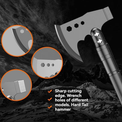 multifunctional entrenching shovel, axe set, outdoor camping, folding shovel, vehicle mounted tool, emergency kit, Australian outback, hiking tool, digging axe, bushcraft gear - Black - Size 7SD14-25JD