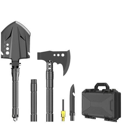 multifunctional entrenching shovel, axe set, outdoor camping, folding shovel, vehicle mounted tool, emergency kit, Australian outback, hiking tool, digging axe, bushcraft gear - Black - Size XD14-26B-F8