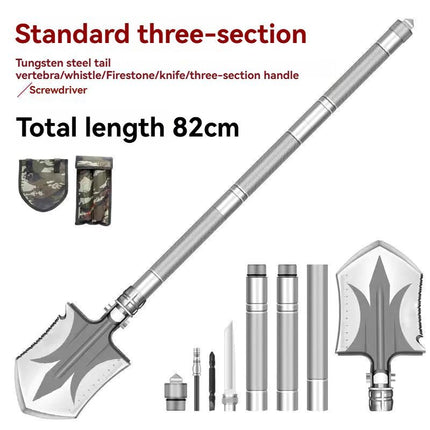 multifunctional military shovel, outdoor folding shovel, survival gear, heavy-duty spade, camping tool, hiking shovel, Australian outdoor gear, detachable shovel, emergency tool - Silver - Size 112CM