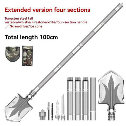 multifunctional military shovel, outdoor folding shovel, survival gear, heavy-duty spade, camping tool, hiking shovel, Australian outdoor gear, detachable shovel, emergency tool - Silver - Size 78CM
