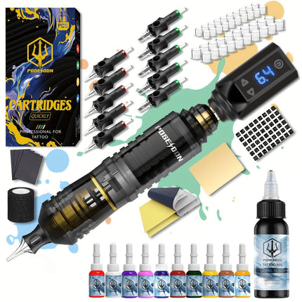 wireless tattoo machine, tattoo gun set, tattoo power supply, tattoo needles, tattoo ink, tattoo kit, beginner tattoo supplies, Australian tattoo equipment, tattoo needle kit, professional tattoo machine - Black - Size set