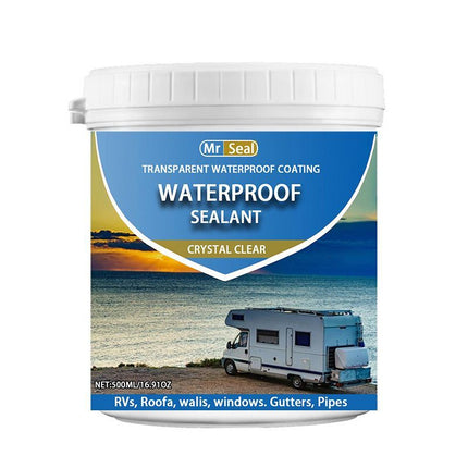 transparent waterproof coating, clear sealant, waterproof sealant Australia, RV waterproofing, roof waterproofing, wall waterproofing, window waterproofing, gutter waterproofing, pipe waterproofing, outdoor sealant, DIY waterproofing - Clear - Size 500ml