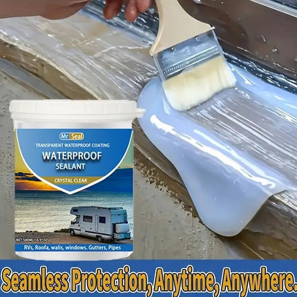 transparent waterproof coating, clear sealant, waterproof sealant Australia, RV waterproofing, roof waterproofing, wall waterproofing, window waterproofing, gutter waterproofing, pipe waterproofing, outdoor sealant, DIY waterproofing - Clear - Size 500ml