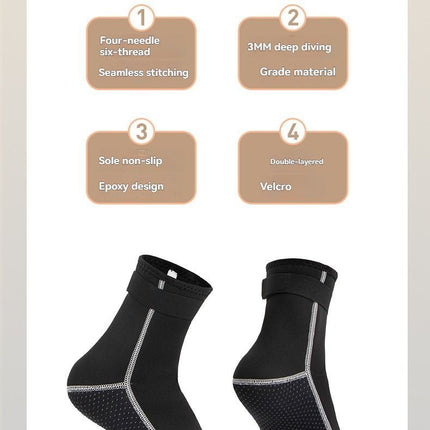 unisex diving socks, 3MM neoprene socks, mid-calf diving socks, hook-and-loop diving socks, water sports socks, diving snorkeling socks, beach volleyball socks, Australia diving gear, neoprene socks for men and women - Pink - Size L