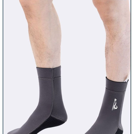 unisex diving socks, 3MM neoprene socks, mid-calf diving socks, hook-and-loop diving socks, water sports socks, diving snorkeling socks, beach volleyball socks, Australia diving gear, neoprene socks for men and women - Black - Size L