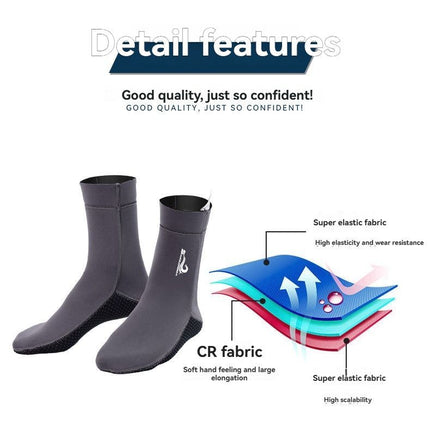 unisex diving socks, 3MM neoprene socks, mid-calf diving socks, hook-and-loop diving socks, water sports socks, diving snorkeling socks, beach volleyball socks, Australia diving gear, neoprene socks for men and women - Gray - Size XL