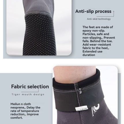 unisex diving socks, 3MM neoprene socks, mid-calf diving socks, hook-and-loop diving socks, water sports socks, diving snorkeling socks, beach volleyball socks, Australia diving gear, neoprene socks for men and women - Gray - Size XL