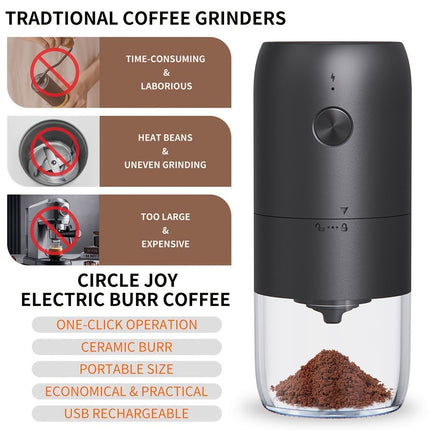 electric coffee grinder, Cliton coffee grinder, ceramic conical burr, portable coffee grinder, rechargeable coffee grinder, espresso coffee grinder, pour-over coffee grinder, Australia coffee grinder - Black - Size set