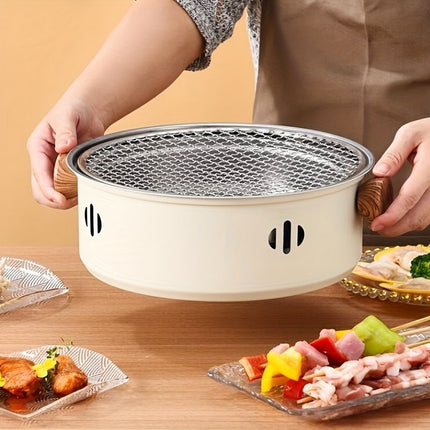 portable barbecue set, charcoal grill, tea boiling set, outdoor picnic, camping barbecue, indoor grill, Aussie camping, picnic Australia, dual function grill - White - Size set