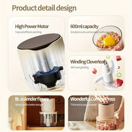 Wireless Meat Grinder, USB Charging Meat Grinder (Size 600ml)