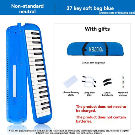 37-key mouth blown pipe, classroom musical instrument, blowing nozzle, base support, drainage function, Australian music education, classroom pipe with drainage, easy play wind instrument - Red - Size 37